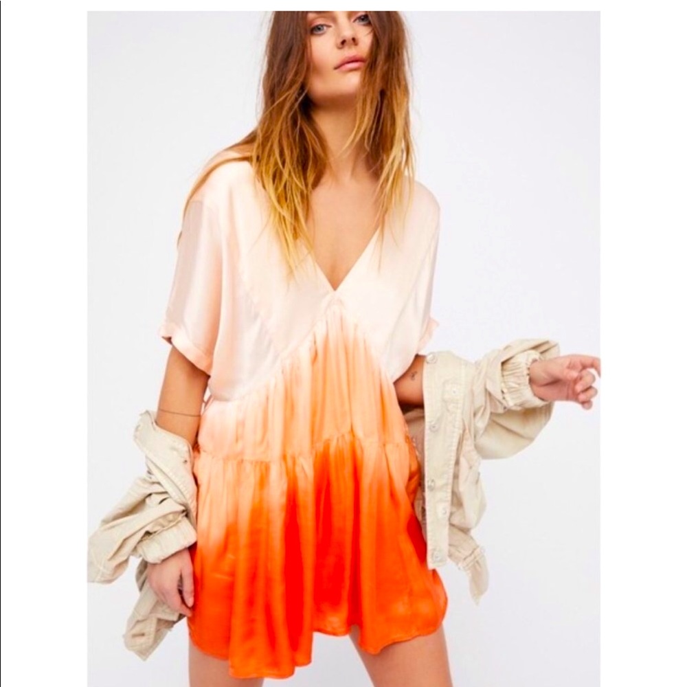 Free People Sun Up Orange Ombre Dress